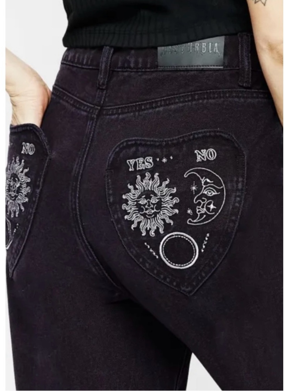 Disturbia Planchette Embroidered Distressed Jeans 36